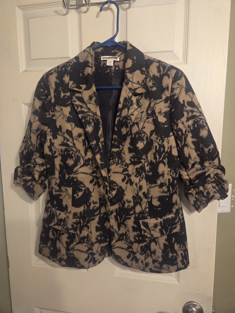 Patterned Black and Tan Women's Blazer - Casual Tailored Jacket